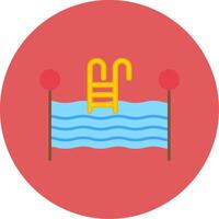 nadando piscina plano circulo icono vector