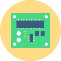 tarjeta de circuito impreso tablero plano circulo icono vector