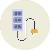 Extension Cord Flat Circle Icon vector