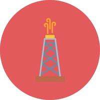 Oil Field Flat Circle Icon vector