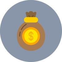 Money Bag Flat Circle Icon vector