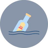 Message In A Bottle Flat Circle Icon vector