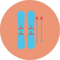 Skis Flat Circle Icon vector