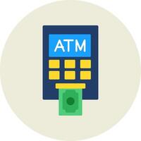 Atm Machine Flat Circle Icon vector