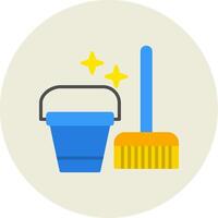 Cleaning Tools Flat Circle Icon vector