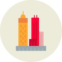 Skyscrapers Flat Circle Icon vector