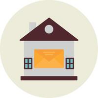 House Mail Flat Circle Icon vector