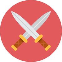 Two Swords Flat Circle Icon vector