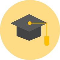 Graduate Hat Flat Circle Icon vector