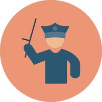 Policeman Holding Stick Flat Circle Icon vector