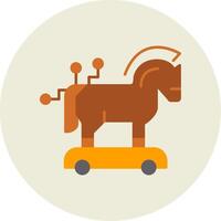 troyano caballo plano circulo icono vector