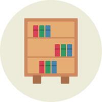 Bookshelf Flat Circle Icon vector