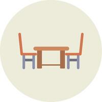 Dining Table Flat Circle Icon vector