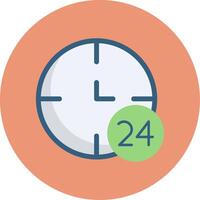 24 horas plano circulo icono vector