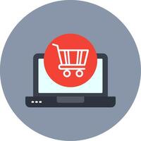 Shopping Online Flat Circle Icon vector