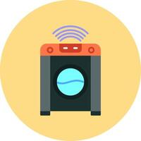 Smart Washing Machine Flat Circle Icon vector