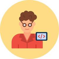 Programmer Flat Circle Icon vector