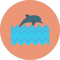 Dolphin Flat Circle Icon vector