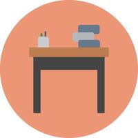 School Desk Flat Circle Icon vector