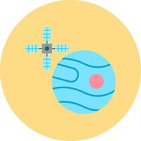 Uranus With Satellite Flat Circle Icon vector