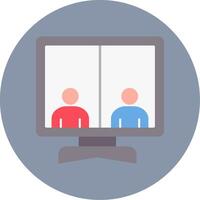 Online Meeting Flat Circle Icon vector