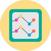 Line Chart Flat Circle Icon vector