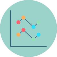 Line Chart Flat Circle Icon vector