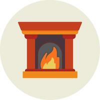 Fireplace Flat Circle Icon vector