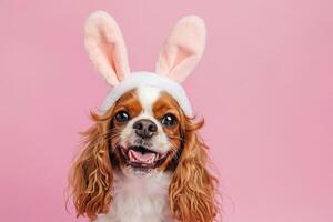 AI generated a dog wearing a bunny headband with generative ai photo