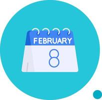 8vo de febrero largo circulo icono vector