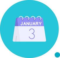 3rd of January Long Circle Icon vector