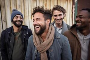 ai generado africano y americano hombres sonriente juntos diversidad concepto con generativo ai foto