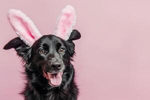 AI generated a dog wearing a bunny headband with generative ai photo