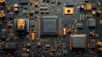 AI generated High-resolution, macro shot of a computer chip photo