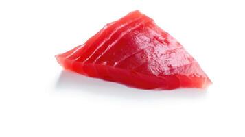 Tuna slice of fresh raw fish isolated on white background. Generative Ai photo