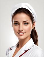 AI Generative, Smilling female doctor portait. Healthcare medical and medicine concept. photo