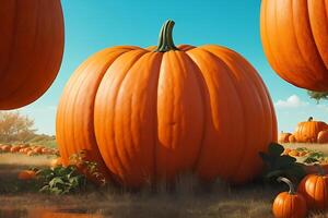 A Large Size of Pumpkin in nature sense futuristic background photo