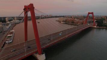 Aerial view of Willem Bridge in Rotterdam video