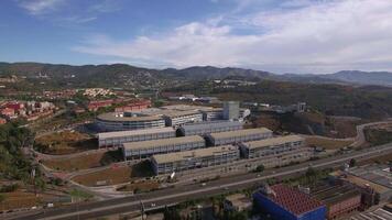 Aerial shot of shopping centres in Barcelona video