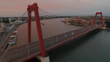 Aerial shot of Rotterdam cityscape video