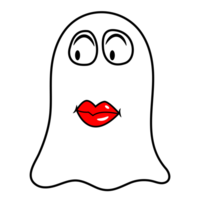 divertente Halloween, tesoro fantasma divertente viso, rosso labbra, sorriso, emozione png