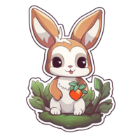 sticker, A cute Rabbit stirring, designed with colorful contours and isolated. AI Generated png