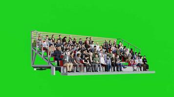 sport Ventilateurs sur tribune, isolé gens séance avec vert écran chrominance clé video