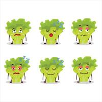 dibujos animados personaje de lechuga con soñoliento expresión vector