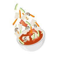 Spicy Kimchi Sujebi Vector Illustration Logo