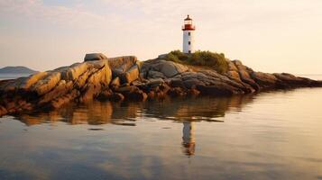 ai generativo hermosa puntos de vista con da porta faro y san martío isla en islas cias atlántico islas de Galicia nacional parque pontevedra España foto