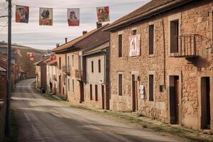 AI Generative The small village of Maraa in the mountains of Leon northern Spain photo