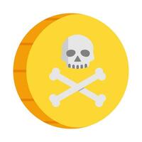 Pirate gold coin icon with a skull. Pirate treasure,isolated on white background. vector