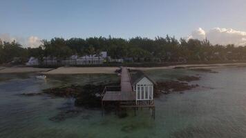 Aerial view of tropical resort and island panorama, Mauritius video