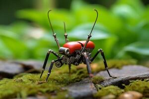 inspirado en insectos innovación robot-mosquito en el salvaje. generativo por ai foto